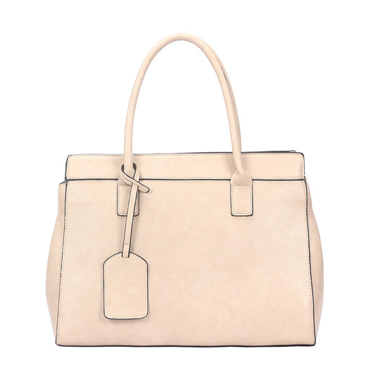 Layla Structured Bag with Luggage Tag  - Beige image 1