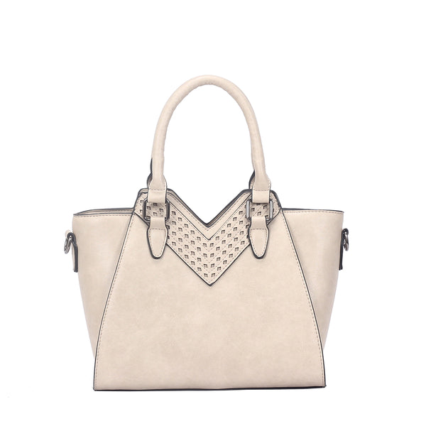 Tallulah V-Cut Angular Handbag - Beige image 1