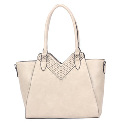 Talia V-Cut Angular Handbag - Beige image 1