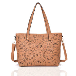 Eloise laser cut shopper bag - DK KHAKI image 1