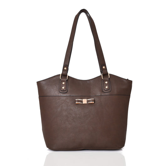 Solange bow shopper bag - BROWN image 1