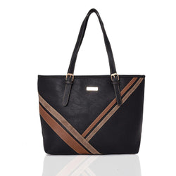 Abhy stripe detail tote - BLACK image 1