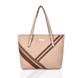 Abhy stripe detail tote - BEIGE image 1