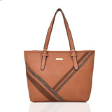 Abhy stripe detail tote - LIGHT TAN image 1
