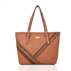 Abhy stripe detail tote - LIGHT TAN image 1