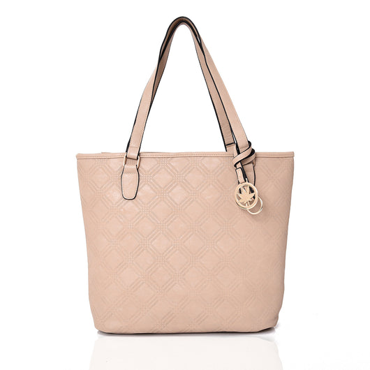 Agnese criss cross pattern tote - BEIGE image 1