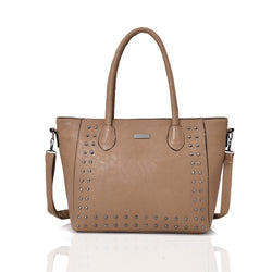 Rebekka studded shopper bag - LT KHAKI image 1