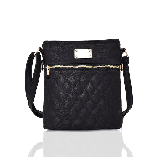 Maggie quilted cross body bag - BLACK image 1