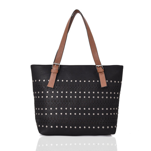 Jodee laser cut shopper bag - BLACK image 1