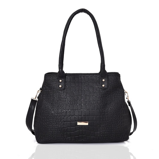 Blair croc shopper - BLACK image 1