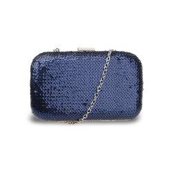 Adeline Sequin Box Clutch - Navy Blue image 1