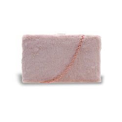 Frankie Faux Fur Box Clutch - Dusty Pink image 1