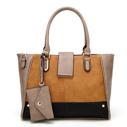 Semeria Colour Block Tote Bag - Dark Beige image 1