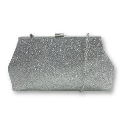 Gabriella Glitter Clutch - Silver with Black Undertone image 1