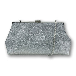 Gabriella Glitter Clutch - Silver with Blue Undertone image 1