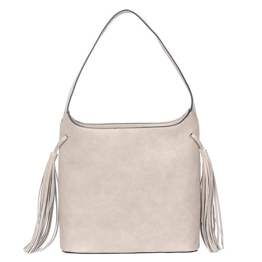 Tilly Tassel Side Tote Bag - Cream image 1