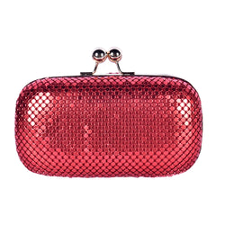 Afia chainmail clip top clutch bag - Red image 1