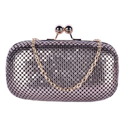 Afia chainmail clip top clutch bag - Silver image 1