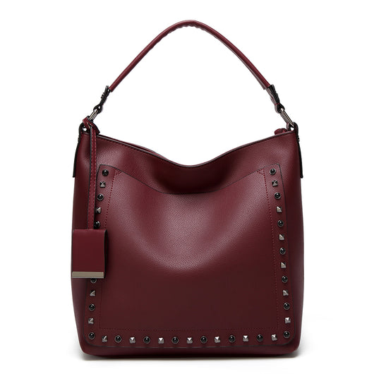 Sierra Studded Tote Bag - Burgundy image 1