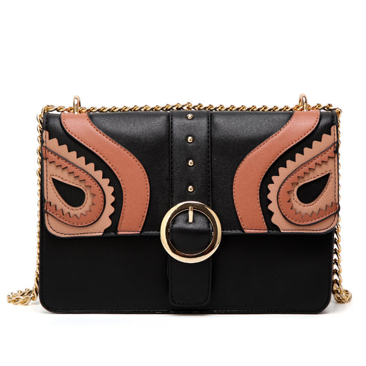 Shea Buckle Cross Body Bag - Black / Nude image 1