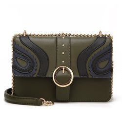 Shea Buckle Cross Body Bag - Green / Black image 1
