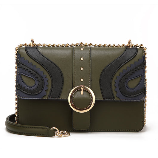 Shea Buckle Cross Body Bag - Green / Black image 1