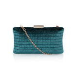 Velvet Textured Pattern Design Box Clutch - Green image 1