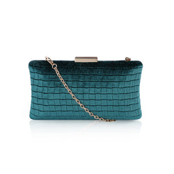 Velvet Textured Pattern Design Box Clutch - Green image 1