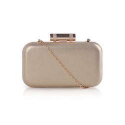 Shimmer Box Bag With Cylinder Clasp Fastening - Gold image 1
