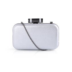 Shimmer Box Bag With Cylinder Clasp Fastening - Silver image 1
