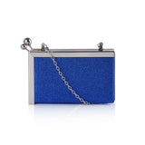 Metal Framed Side Ball Clasp Box Clutch Bag - Navy image 1