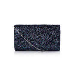 Asymmetric chunky glitter clutch bag - Blue / Green image 1