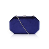 Textured Velvet Angled Box Bag - Navy image 1