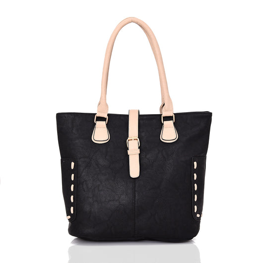 Maeve Thick Stitched Side Shopper Bag - Black image 1