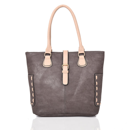 Maeve Thick Stitched Side Shopper Bag - Grey image 1