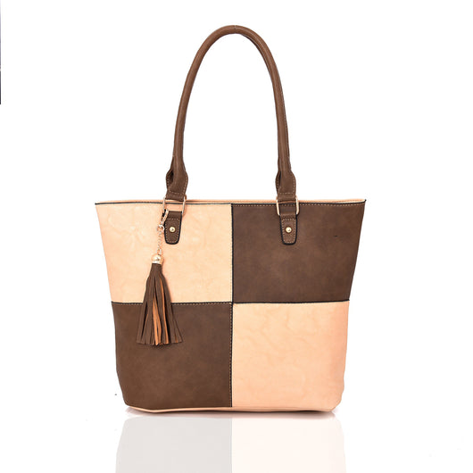 Carlie Tassel Twin Colour Tote Bag - Beige image 1