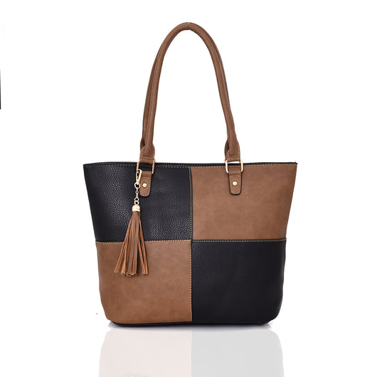 Carlie Tassel Twin Colour Tote Bag - Black image 1