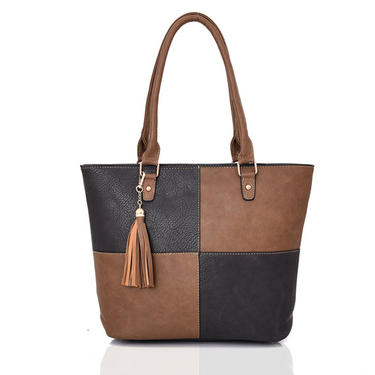 Carlie Tassel Twin Colour Tote Bag - Dark Grey image 1