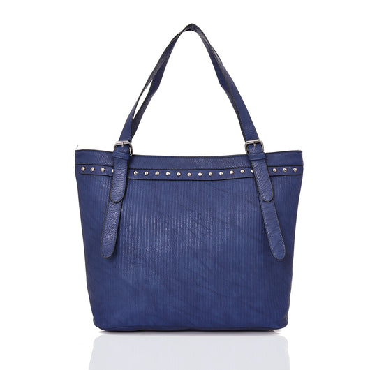 Cordelia Stud Trim Textured Shopper Bag - Cobalt Blue image 1