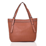 Cordelia Stud Trim Textured Shopper Bag - Red Brown image 1