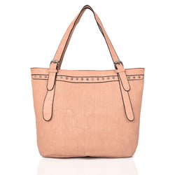 Cordelia Stud Trim Textured Shopper Bag - Light Pink image 1