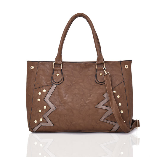 Elodie Pattern And Stud Tote Bag - Dark Khaki image 1