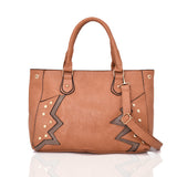 Elodie Pattern And Stud Tote Bag - Tan image 1