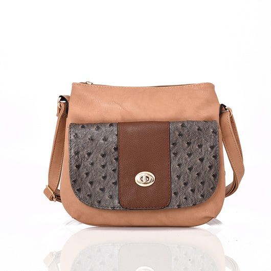 Carrie-Ann Ostrich Pocket Cross Body Bag - Beige image 1