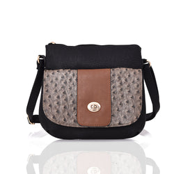 Carrie-Ann Ostrich Pocket Cross Body Bag - Black image 1