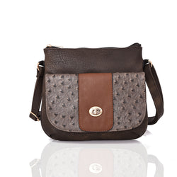 Carrie-Ann Ostrich Pocket Cross Body Bag - Brown image 1