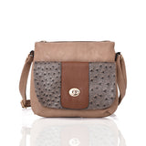 Carrie-Ann Ostrich Pocket Cross Body Bag - Light Khaki image 1