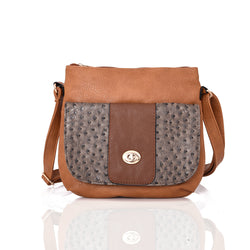 Carrie-Ann Ostrich Pocket Cross Body Bag - Tan image 1