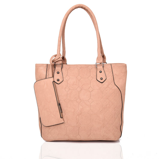 Brielle Textured Shopper With Purse - Beige image 1