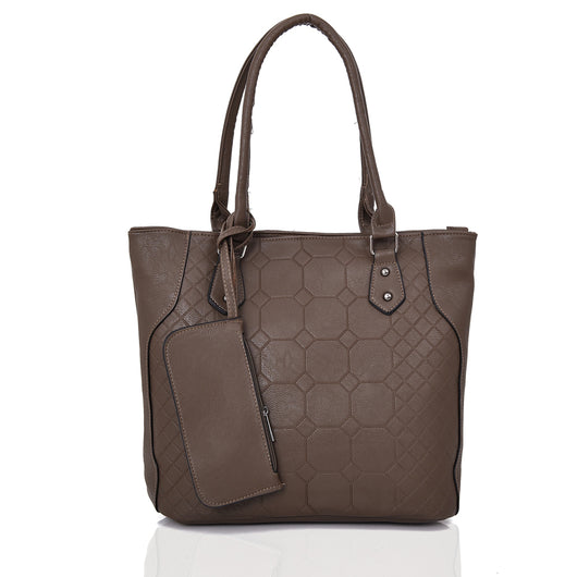 Brielle Textured Shopper With Purse - Dark Khaki image 1